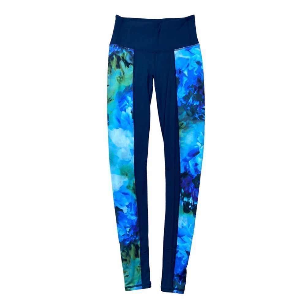 Athleta high rise navy bloom chaturanga leggings